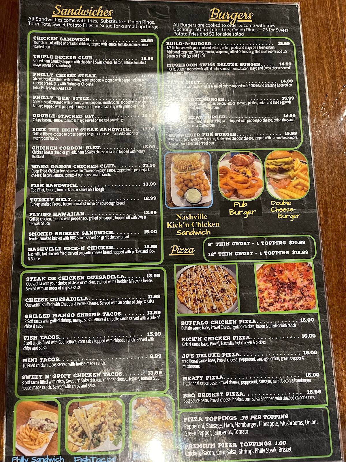 Menu at JP's Sports Bar & Grill, Eureka