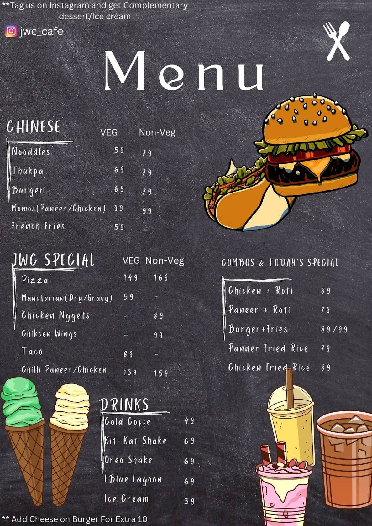 Menu at JWC Jhopdi Wala Cafe, Haldwani