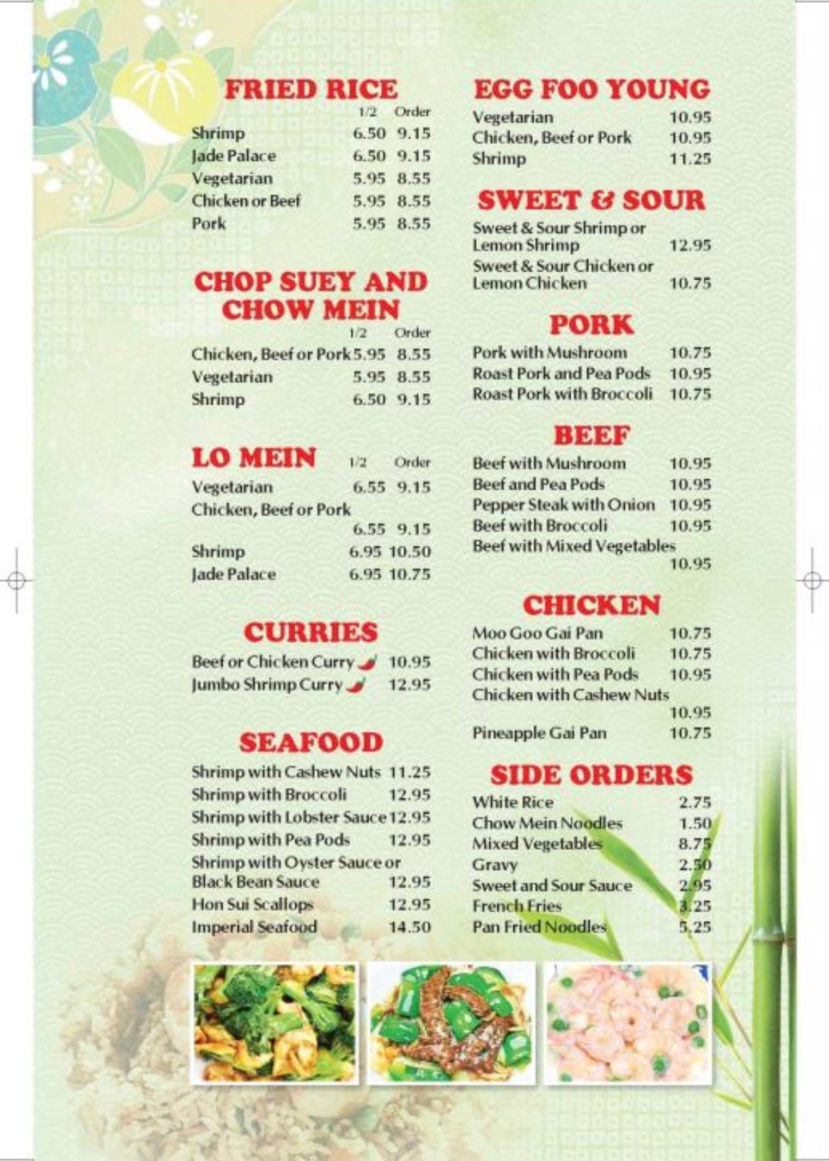 Menu at Jade Palace Restaurant, Caribou, 30 Skyway Dr