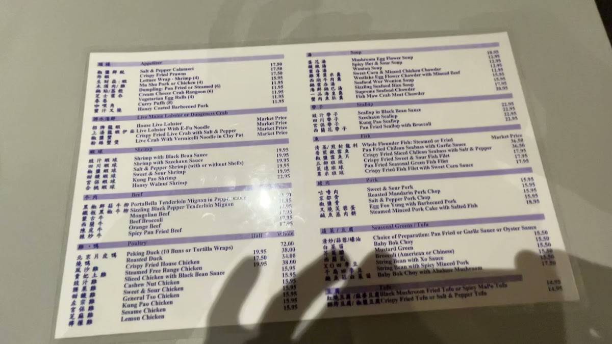 Menu at Joyful House Chinese Cuisine restaurant, Las Vegas