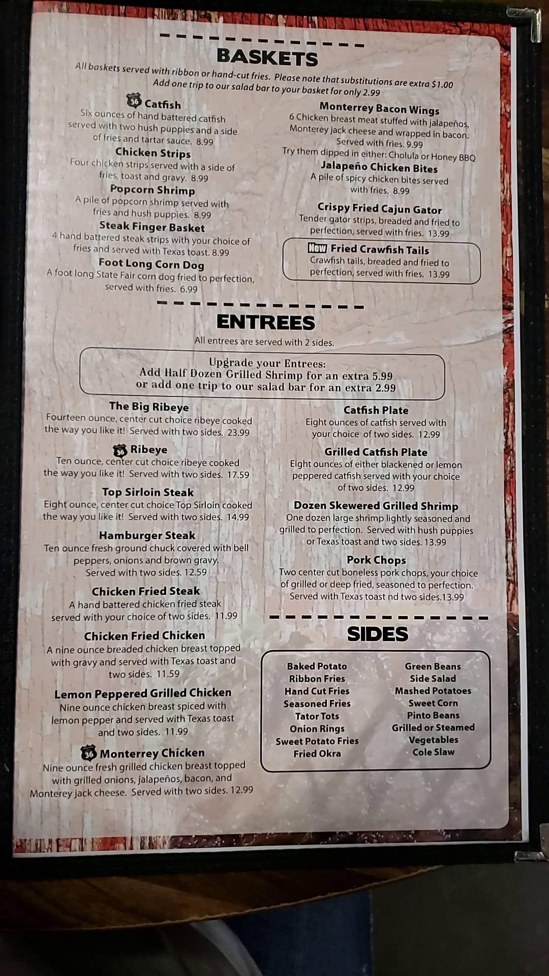Menu at Junction on Route 36 pub & bar, Gatesville, TX36 N