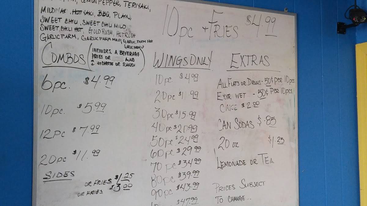 Menu at Just Wings Cafe LLC, Griffin