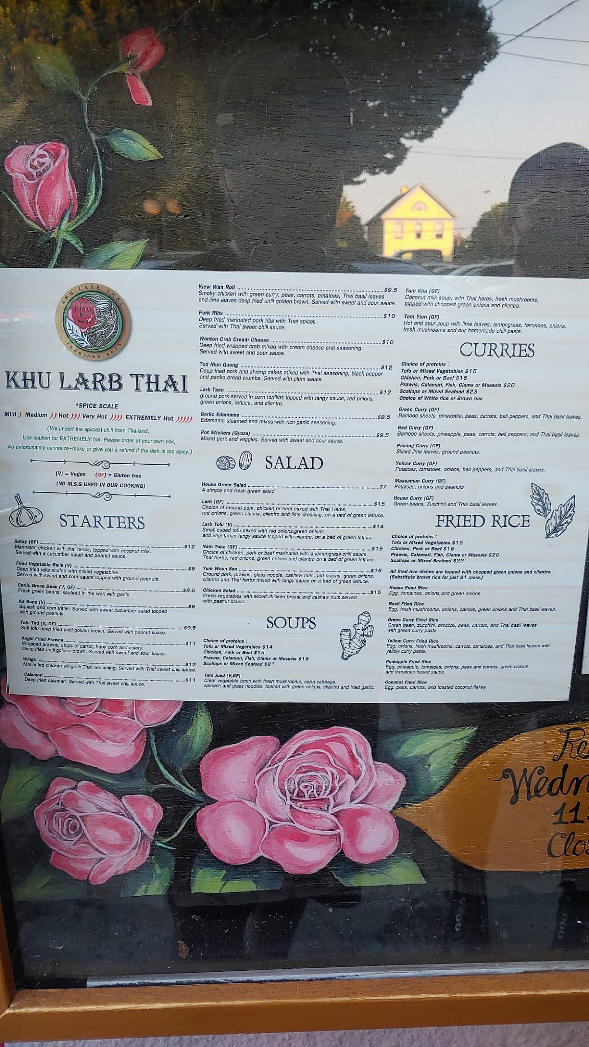 Menu at Khu Larb restaurant, Port Townsend