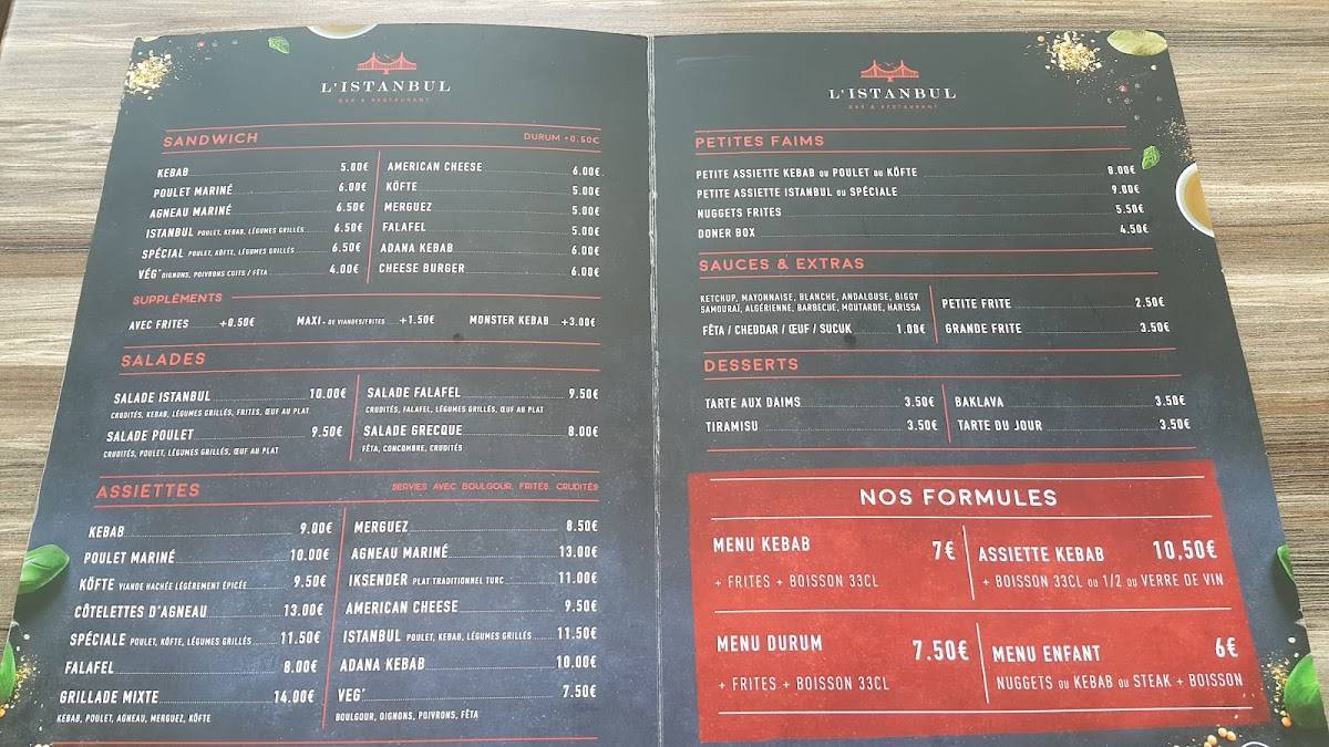 Menu Au L Istanbul Fast Food Reims