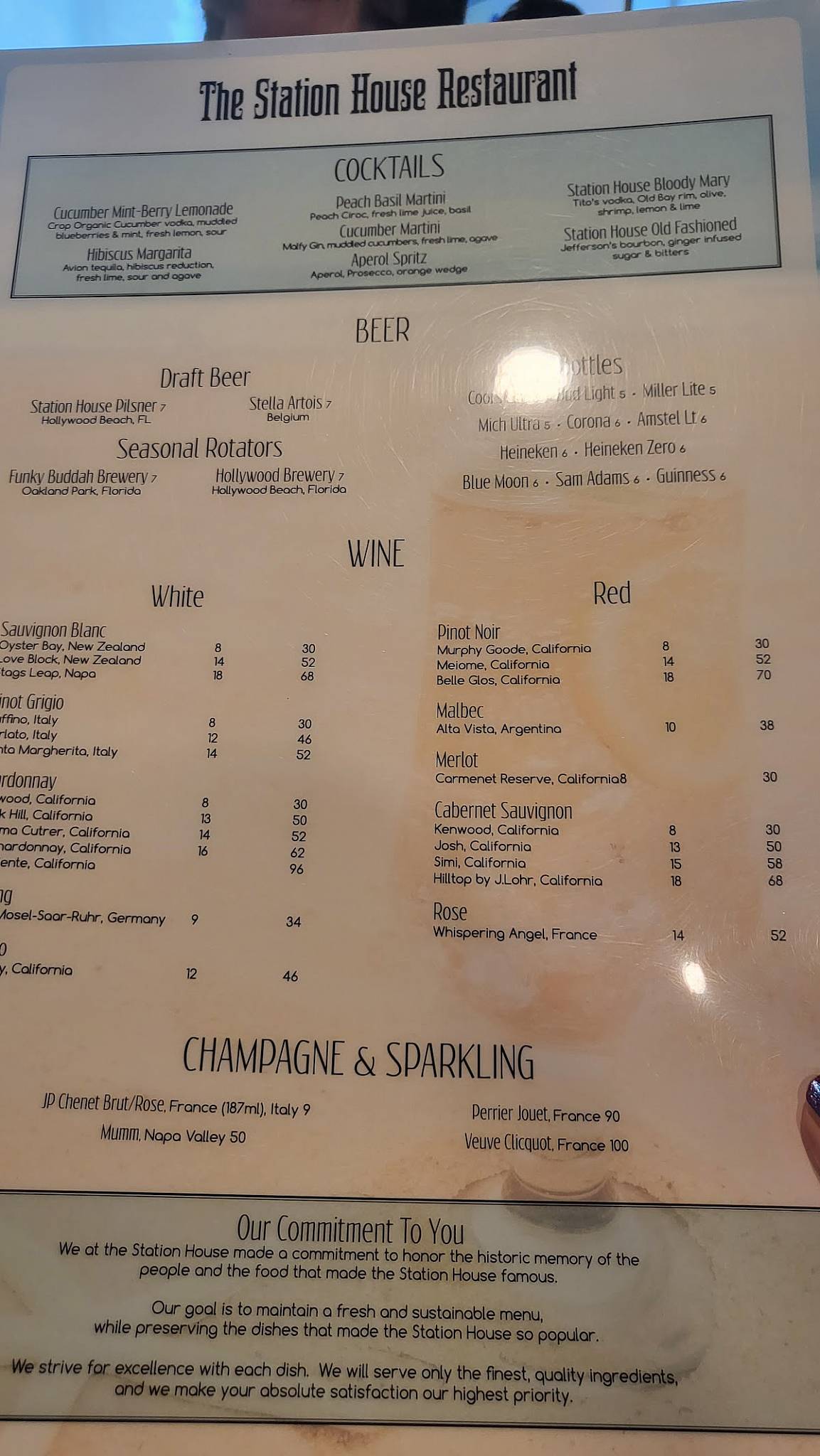Menu at The Station House Restaurant, Lantana