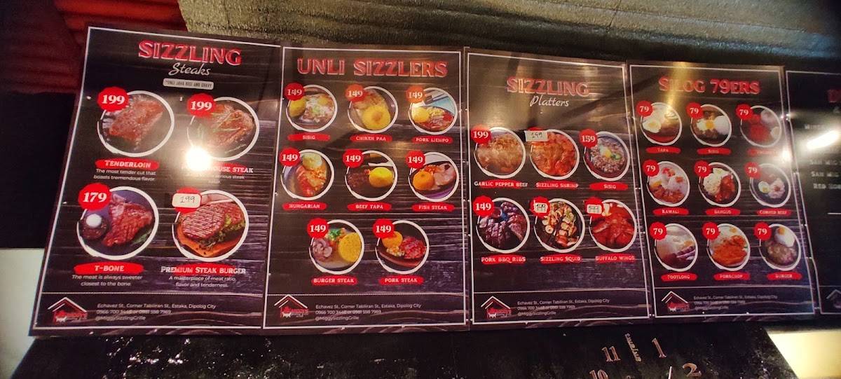 Menu at MIGGY's SIZZLING GRILLE HOUSE restaurant, Dipolog City