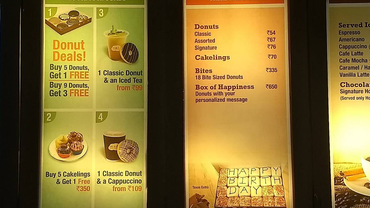Menu at Mad Over Donuts Orion Mall Food Court, Bengaluru, 3rd Floor