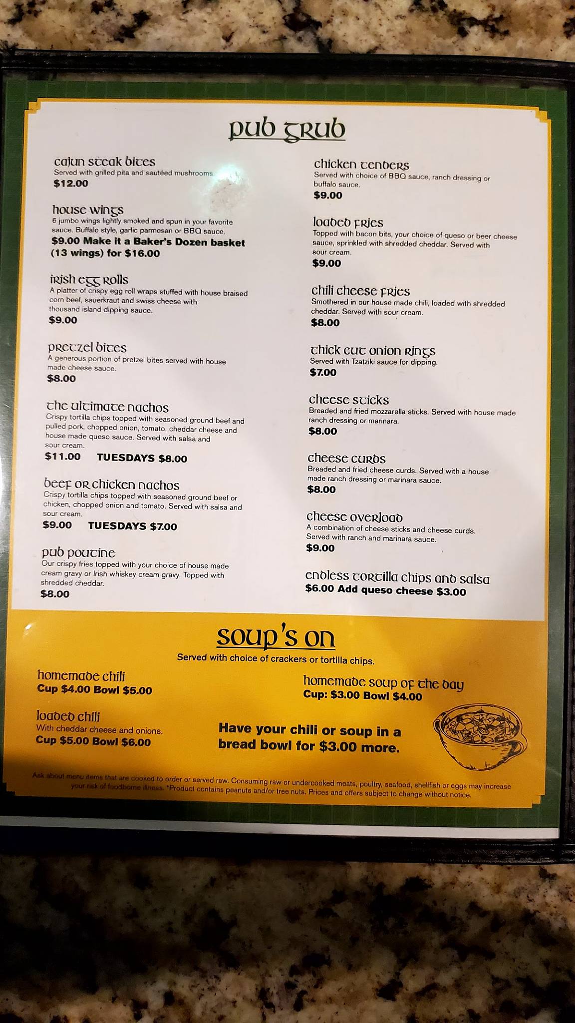 Menu at McCormick's Bar & Grill, Port Huron