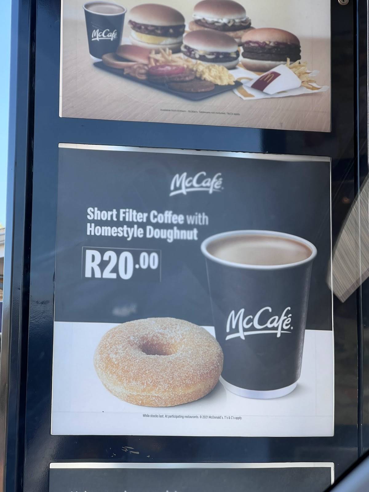 Menu at McDonald's Pietersburg DriveThru restaurant, Polokwane, Grimm St