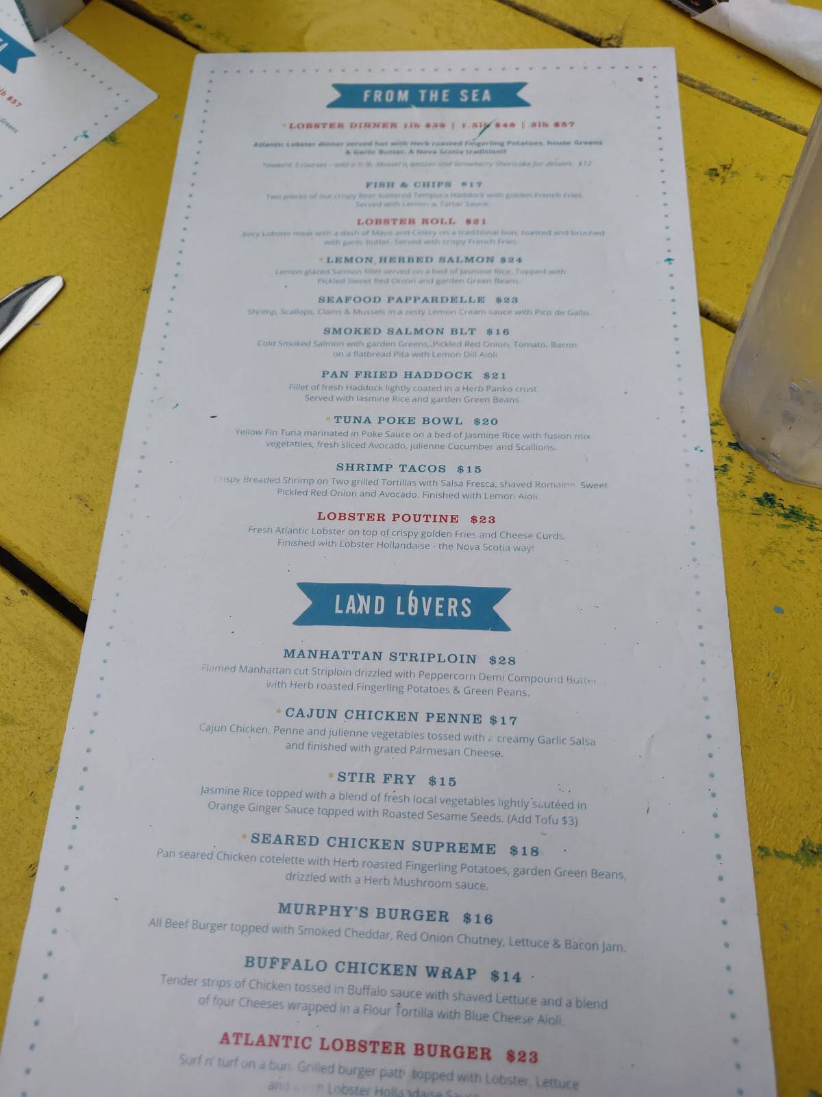 Menu at Murphy's Restaurant & Patio, Halifax