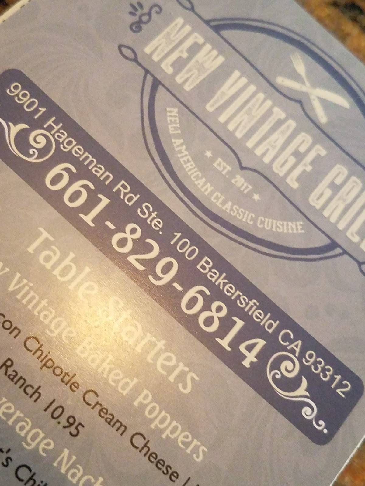 Menu at New Vintage Grill Hageman pizzeria, Bakersfield