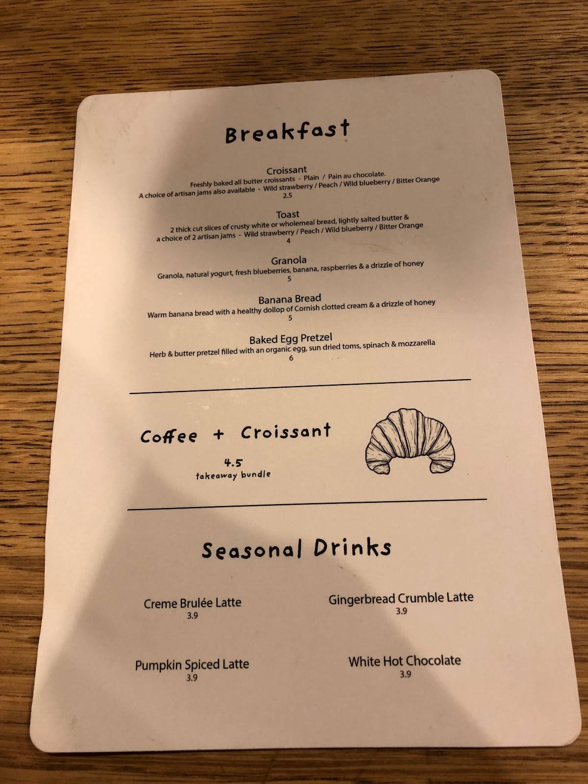 Menu at Northern Cobbler cafe, Leicester, 104 Queens Rd