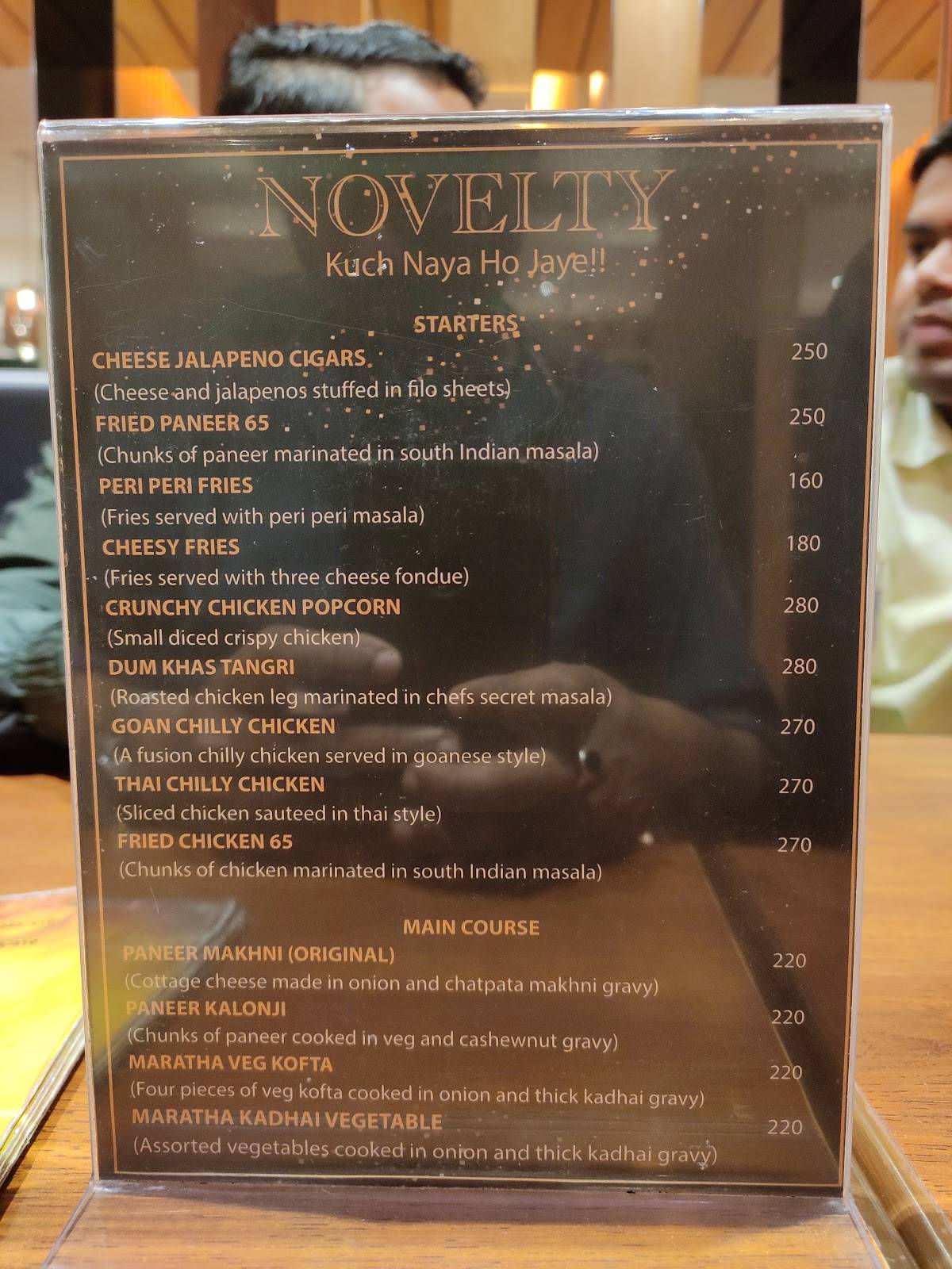 Menu at Novelty Restaurant, Jamshedpur, Regal Cinema Building