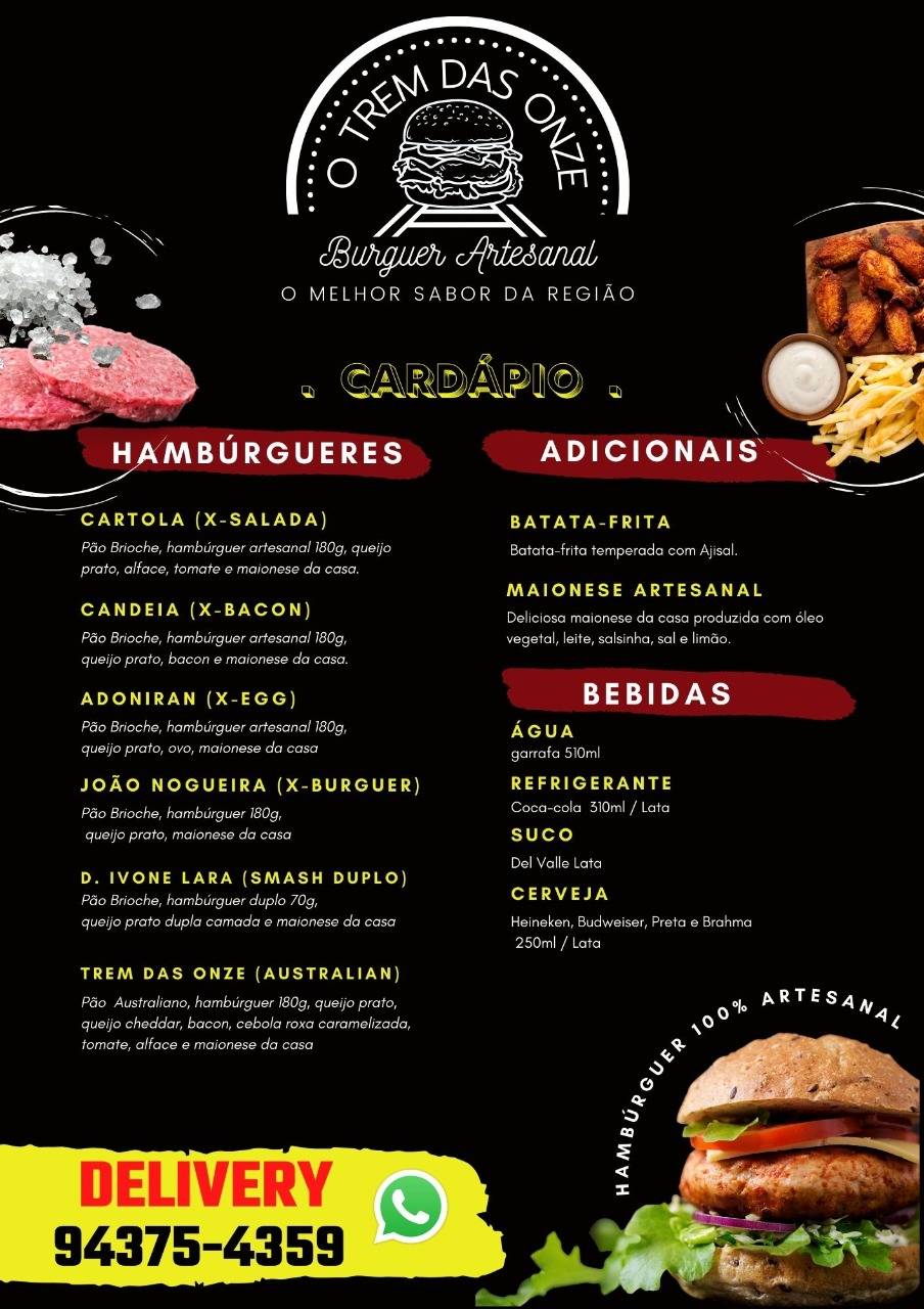 Menu em O TREM DAS ONZE BÚRGUER ARTESANAL restaurante São Paulo