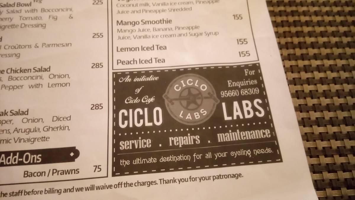 Menu at Paddington Sports Pub, Chennai