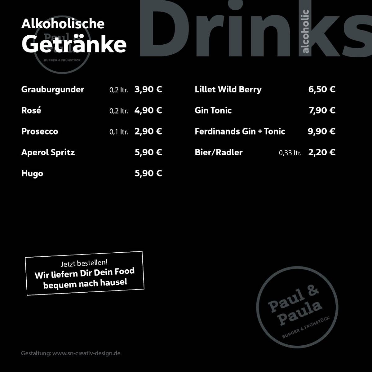 Speisekarte von Paul & Paula restaurant, Neunkirchen