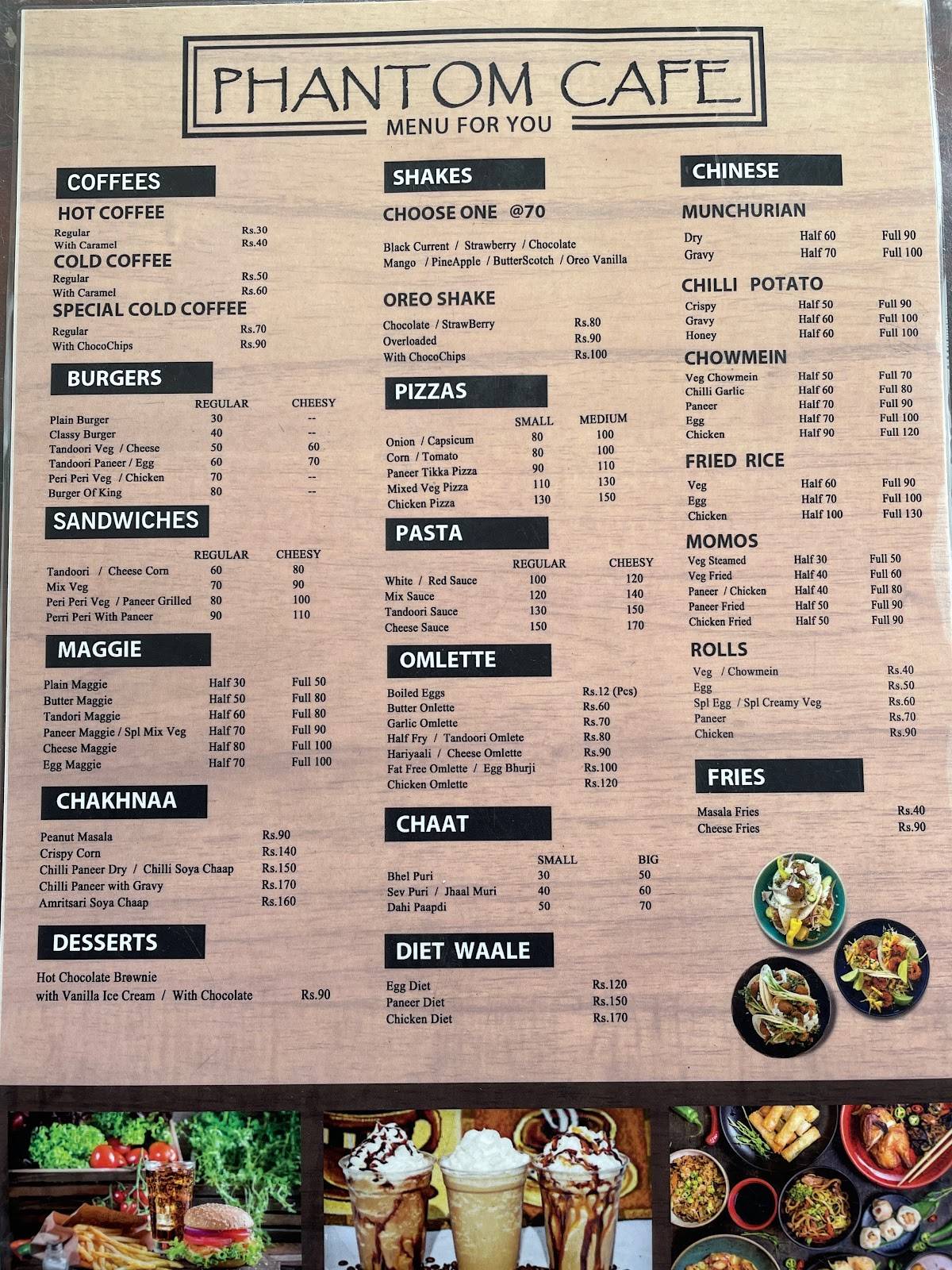 Menu at Phantom Cafe, Gurugram