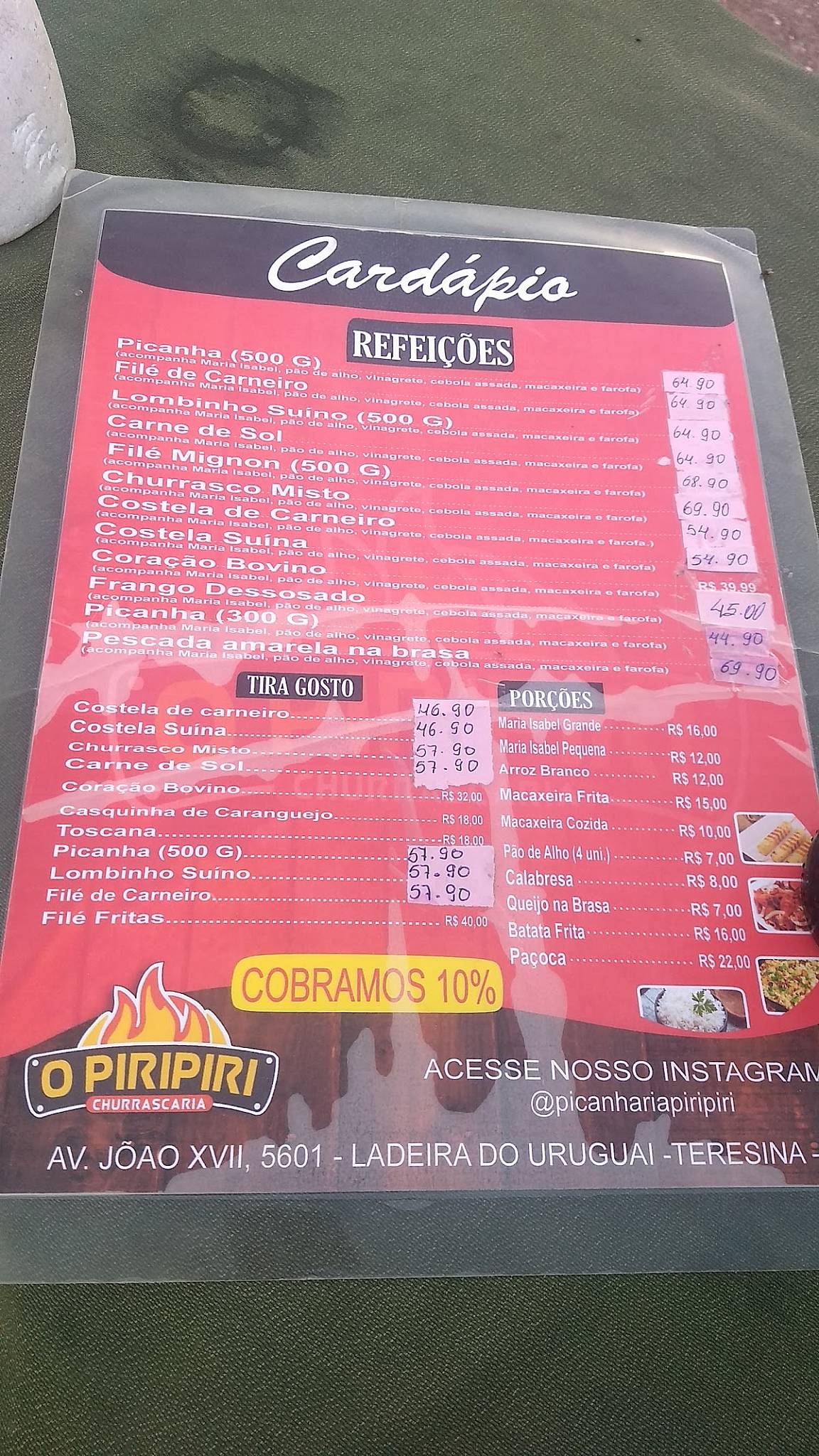 Menu Em Picanharia O Piripiri Restaurante Teresina