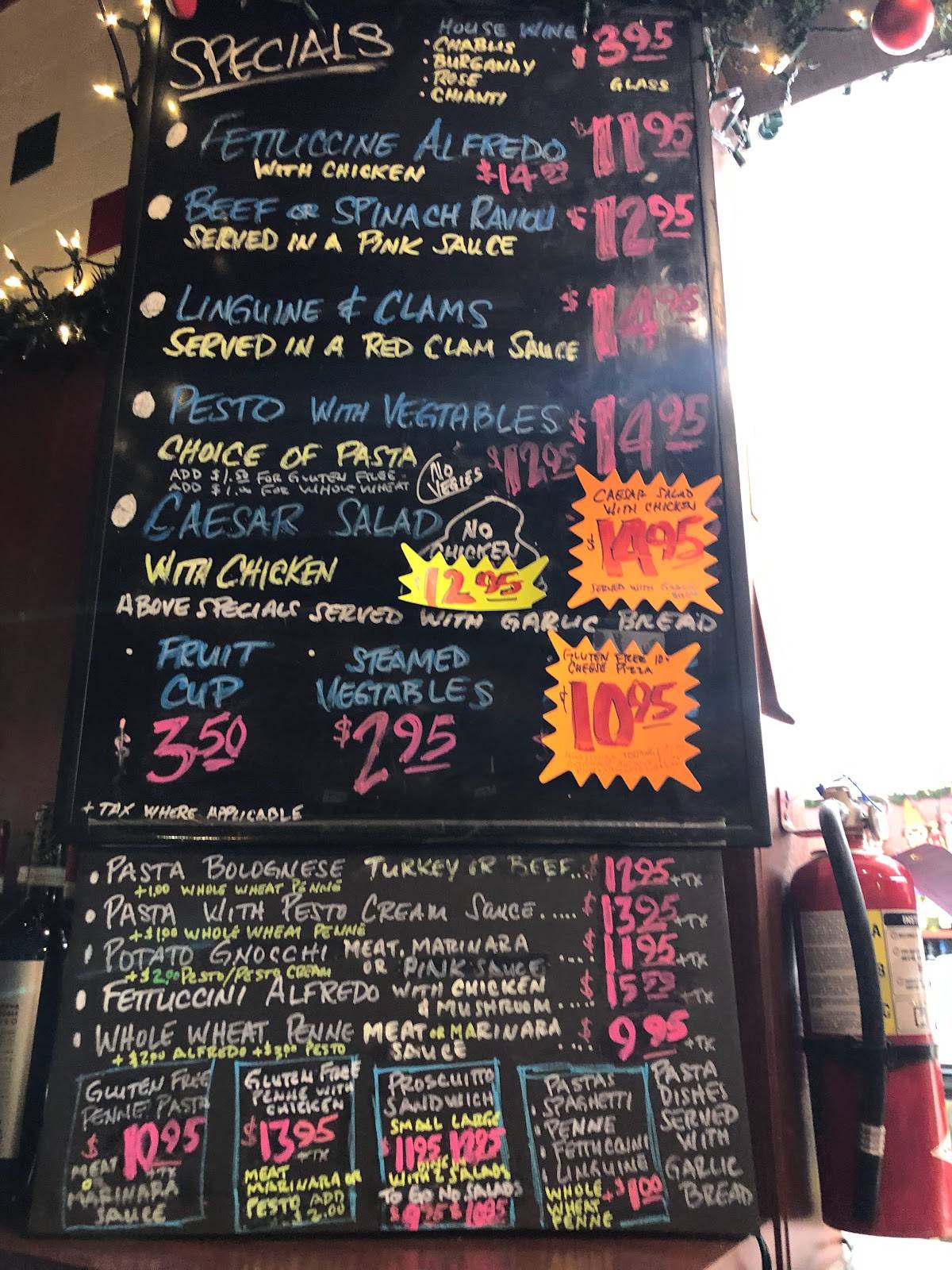 Menu at Pinocchio Restaurant, Burbank