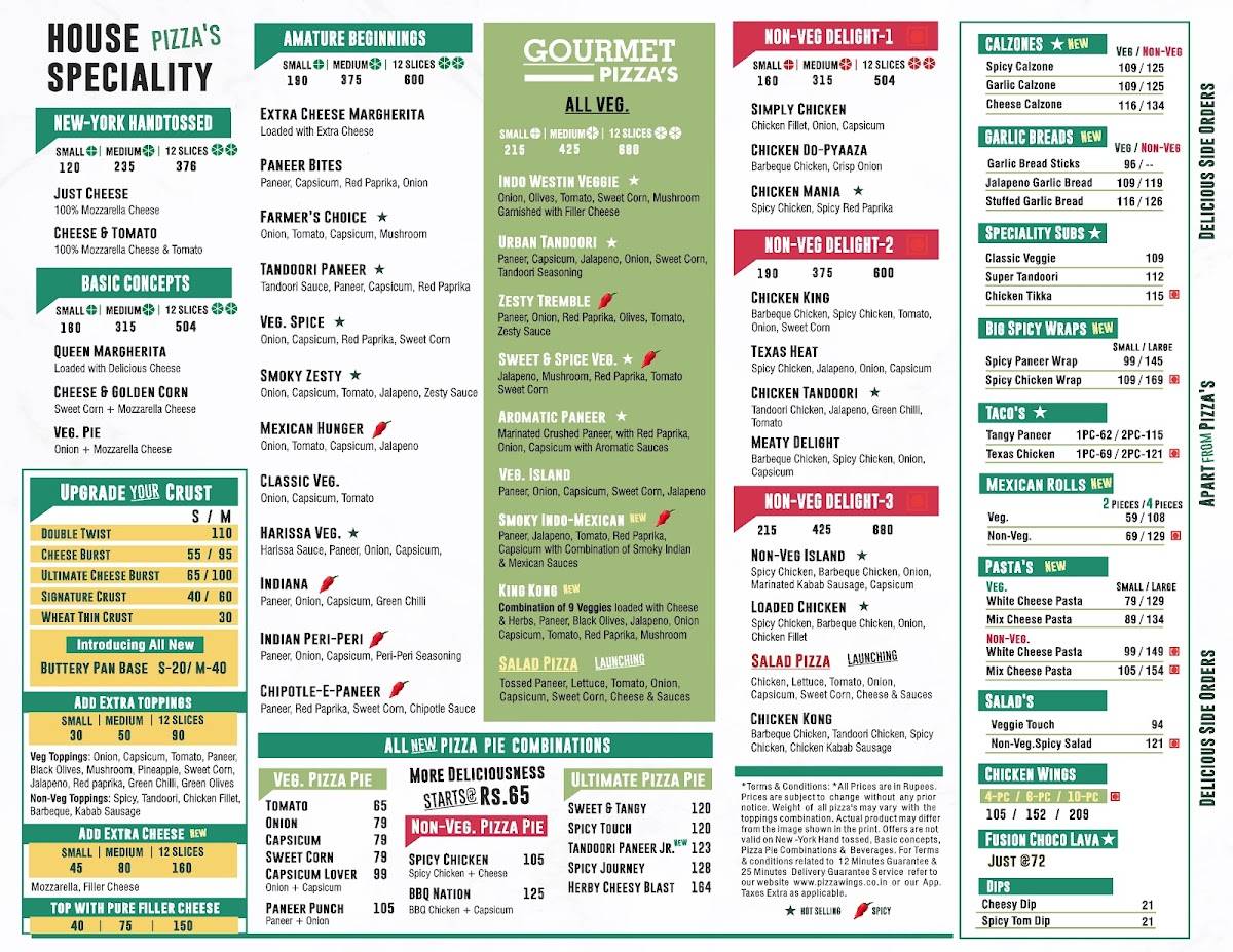 Menu at Pizza Wings Panipat, Panipat