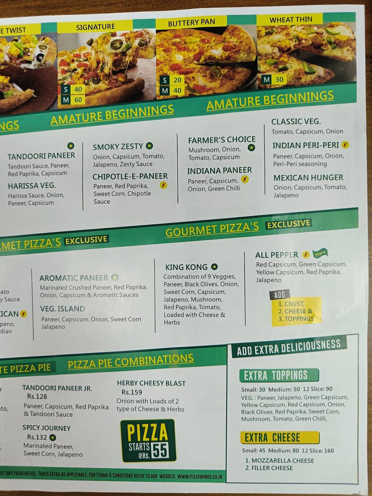 Menu at Pizza Wings Panipat, Panipat