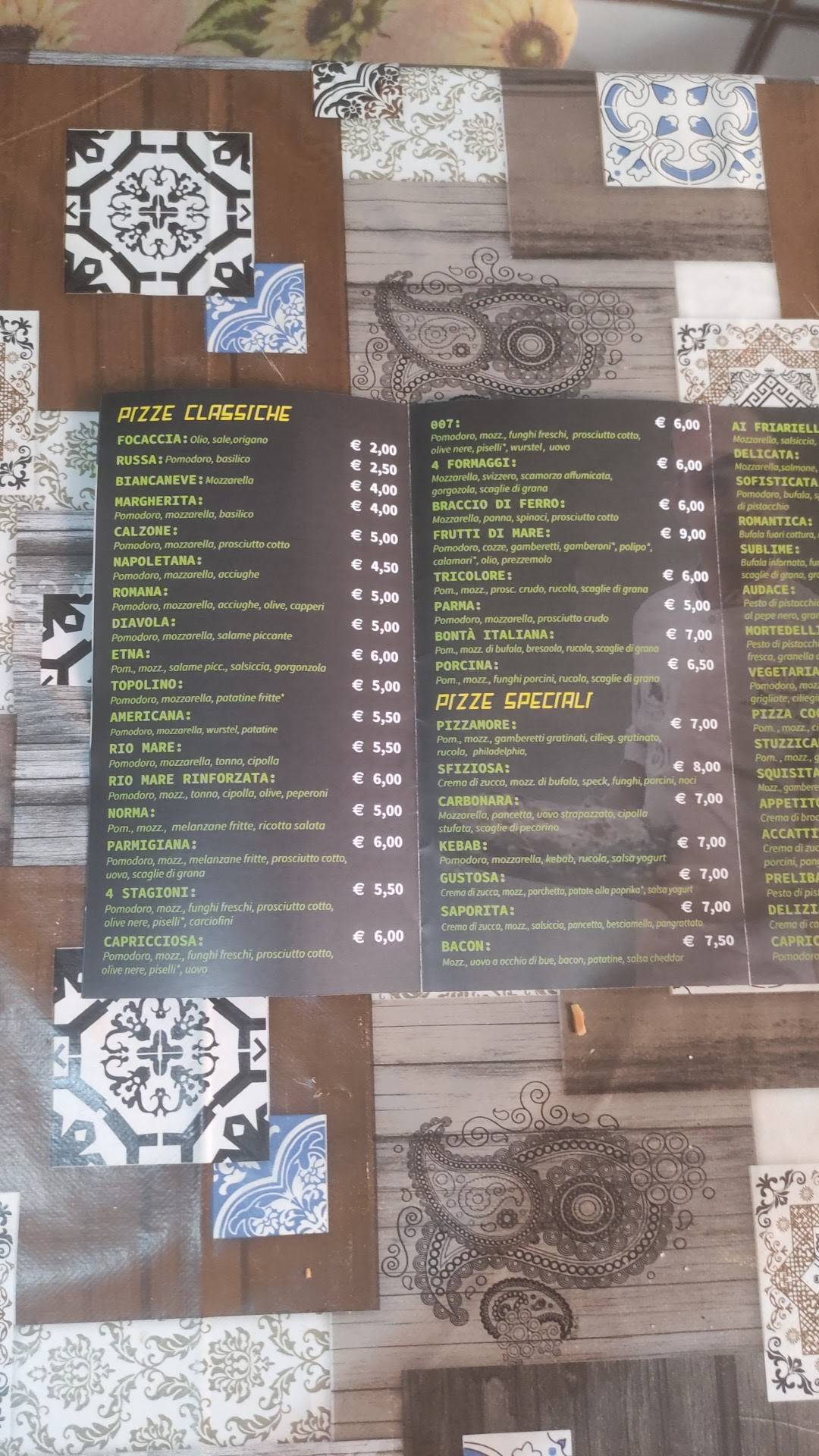 Speisekarte von Pizzamore, Avola