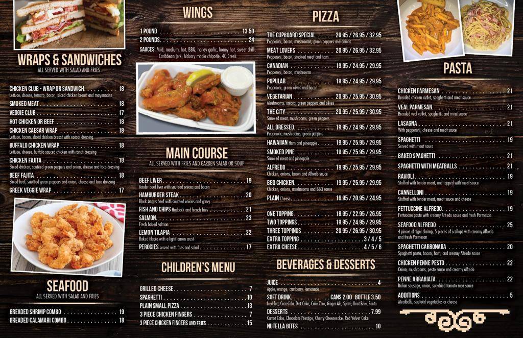 Menu at The Cupboard pizzeria, Arnprior
