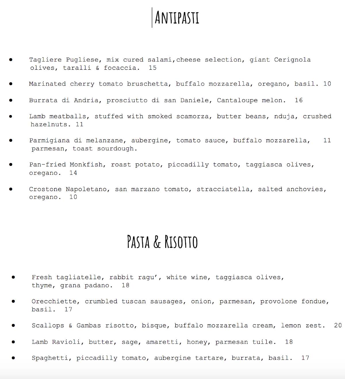 Menu at Wood Fire Cafe, Dublin