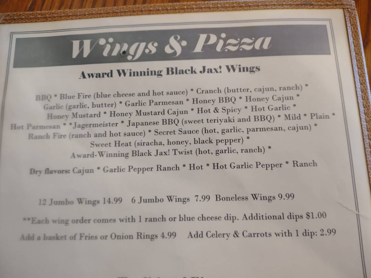 Menu at Black Jax Sports Bar & Grille, Erie