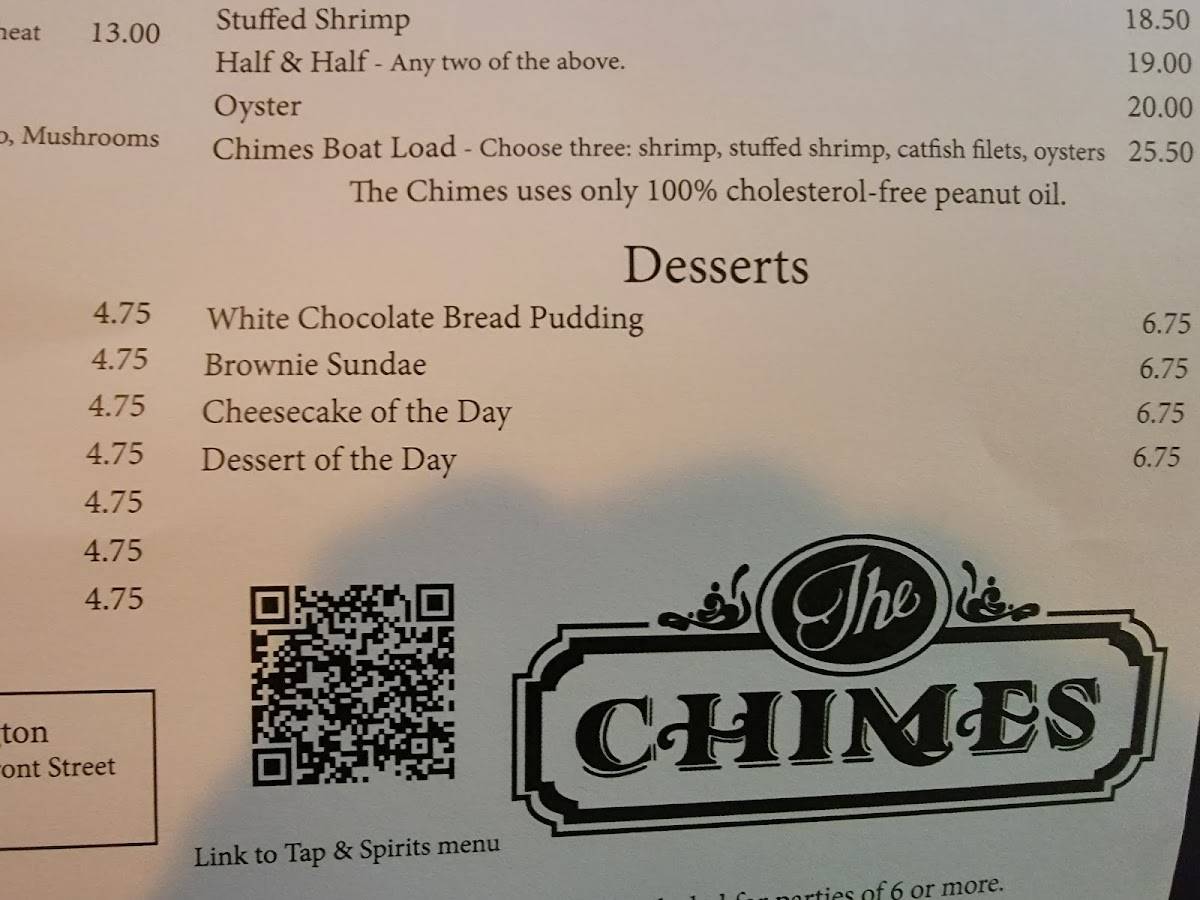 Menu at The Chimes pub & bar, Baton Rouge