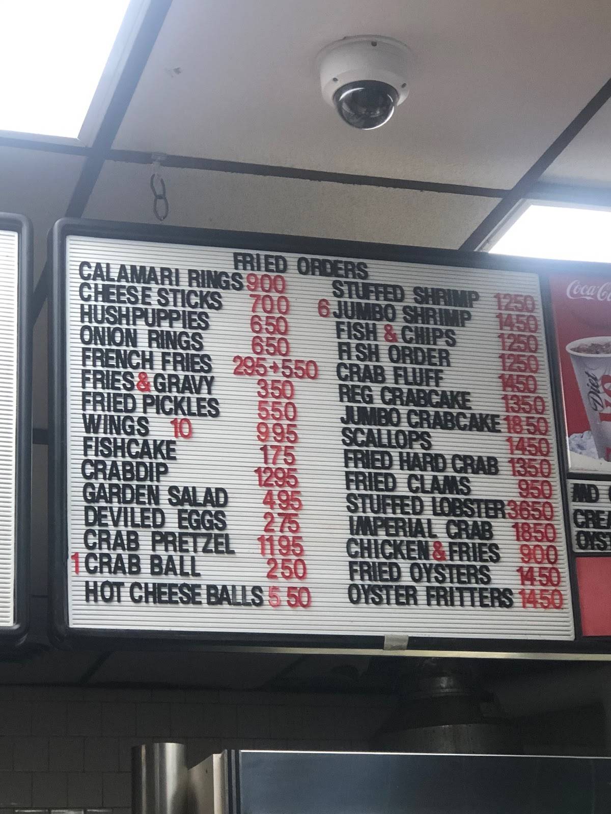 Menu at Anne Arundel Seafood restaurant, Pasadena