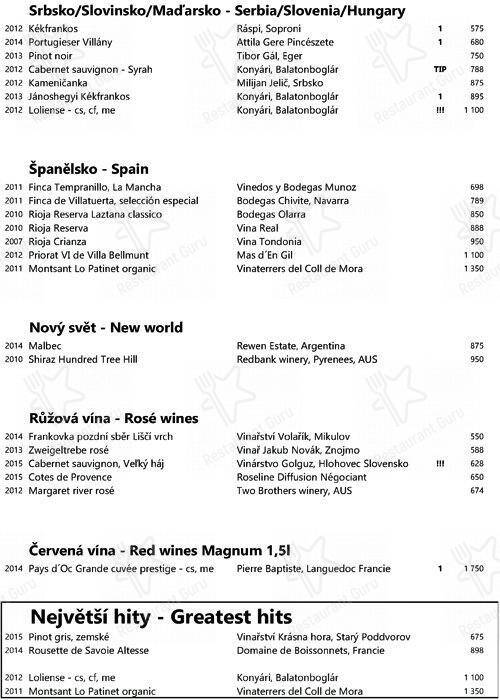 Atelier Red&Wine restaurant menu