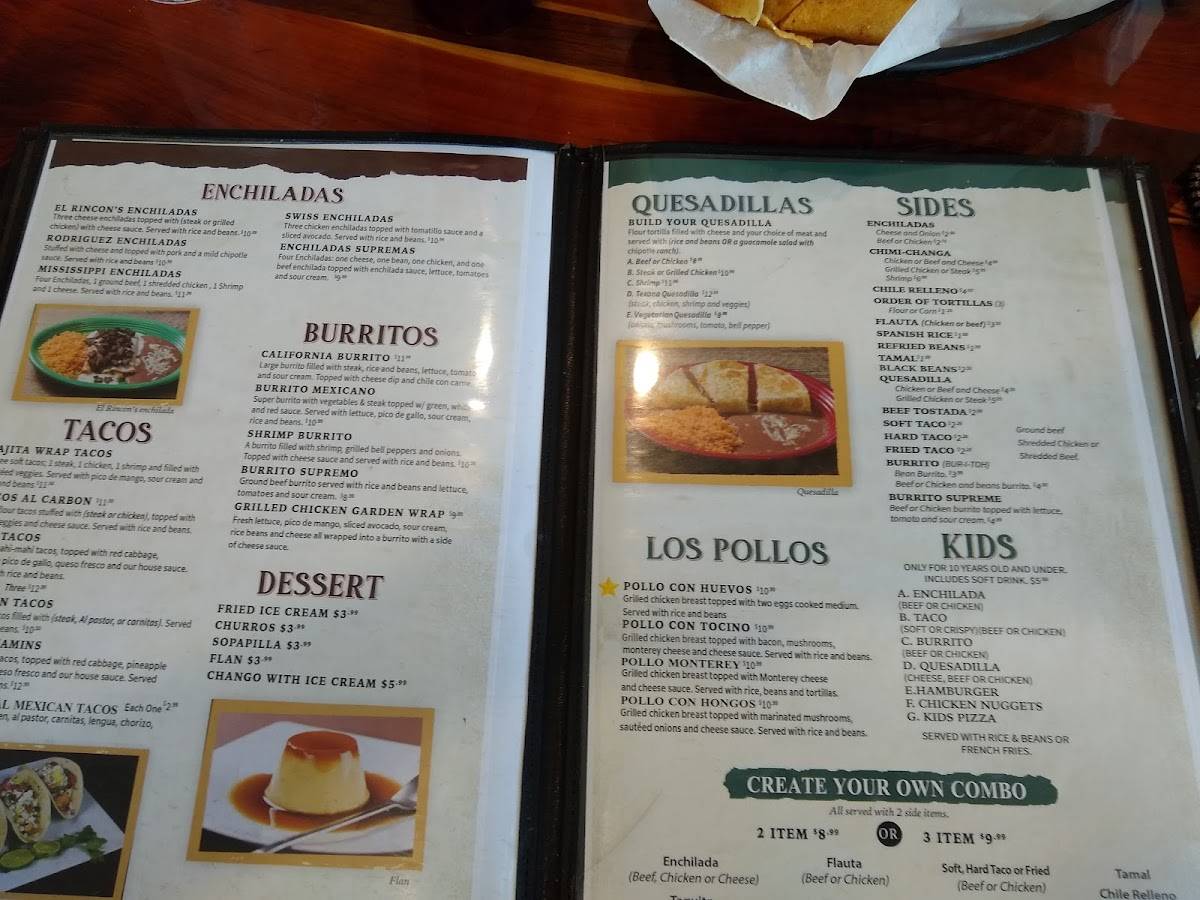 Menu at El Rincon Mexican Restaurant, Biloxi