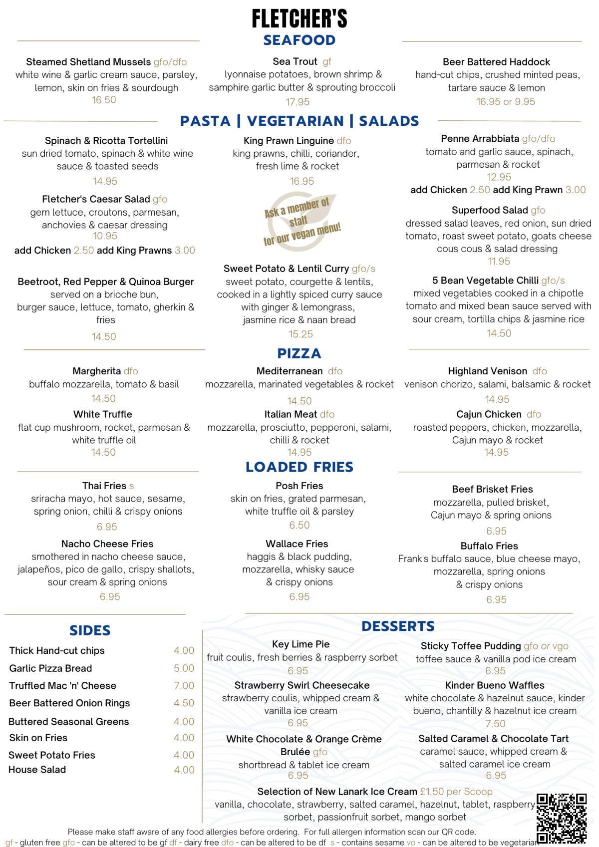 Menu at Fletcher’s Restaurant, Bar & Rooms, Stirling