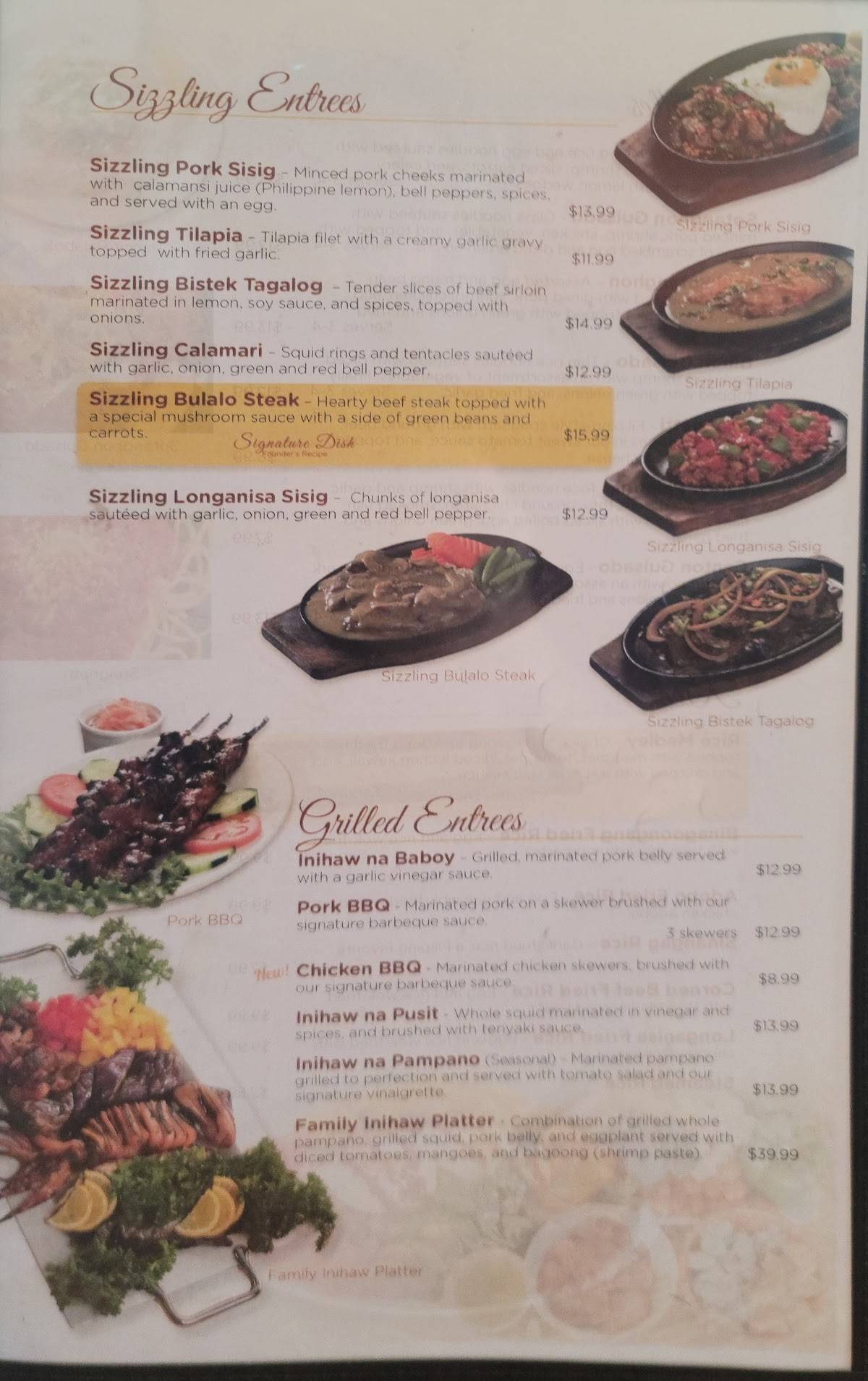 Menu at Goldilocks and Restaurant, Cerritos