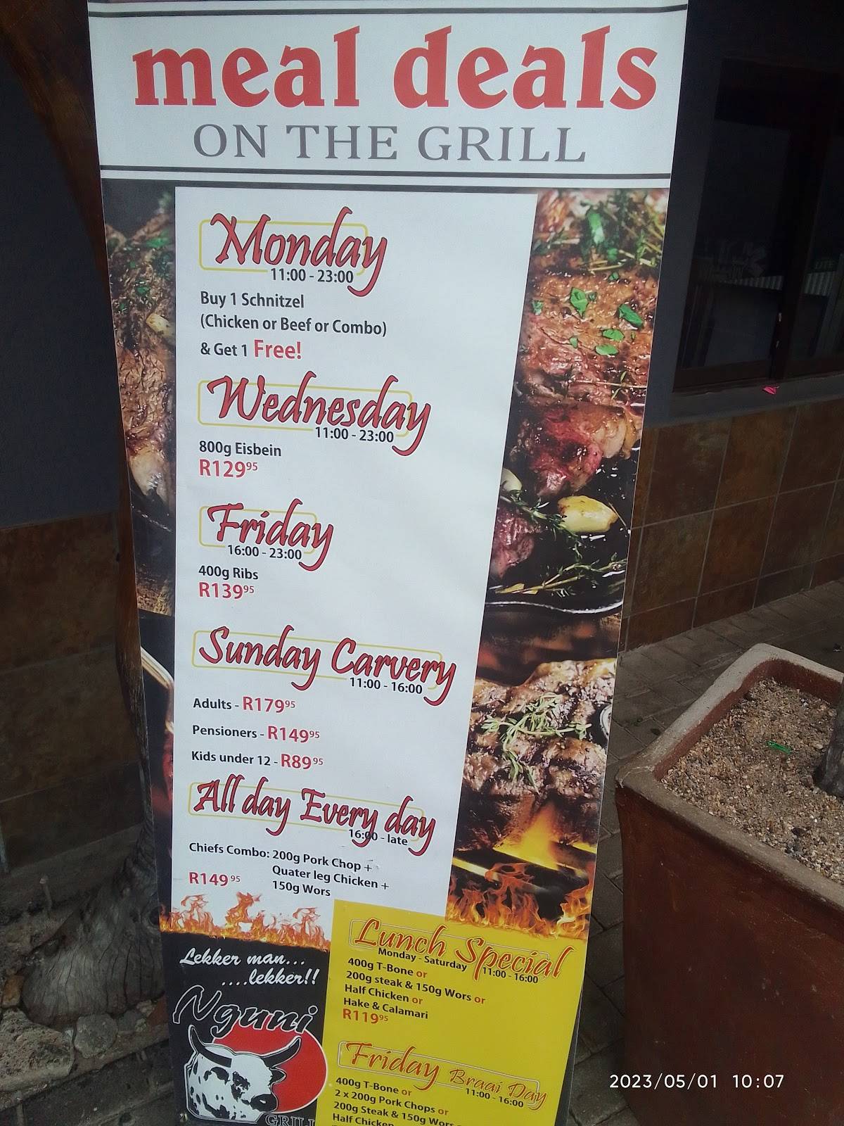 Menu At Nguni Grill Restaurant Polokwane