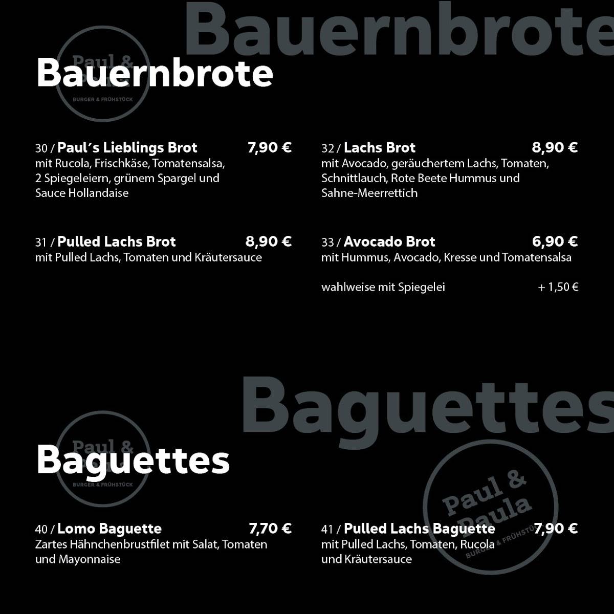 Speisekarte von Paul & Paula restaurant, Neunkirchen