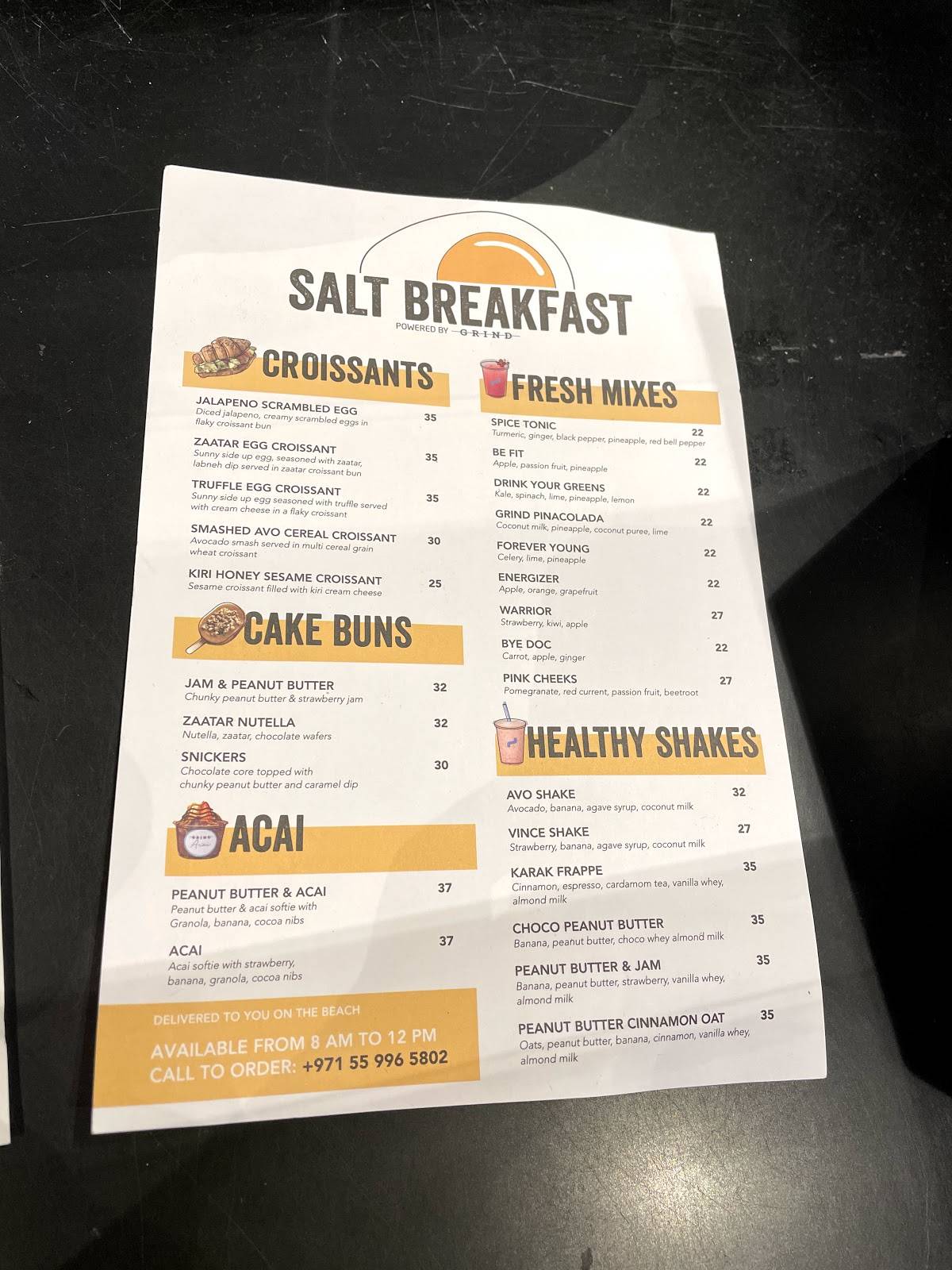 Menu at SALT KITE BEACH restaurant, Dubai, Kite Beach 2C St