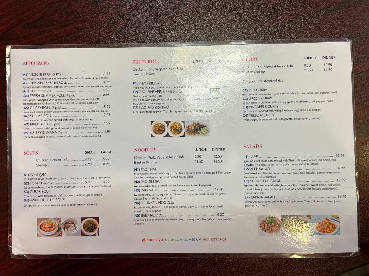 Menu at Suphan Thai Kitchen restaurant, Southgate