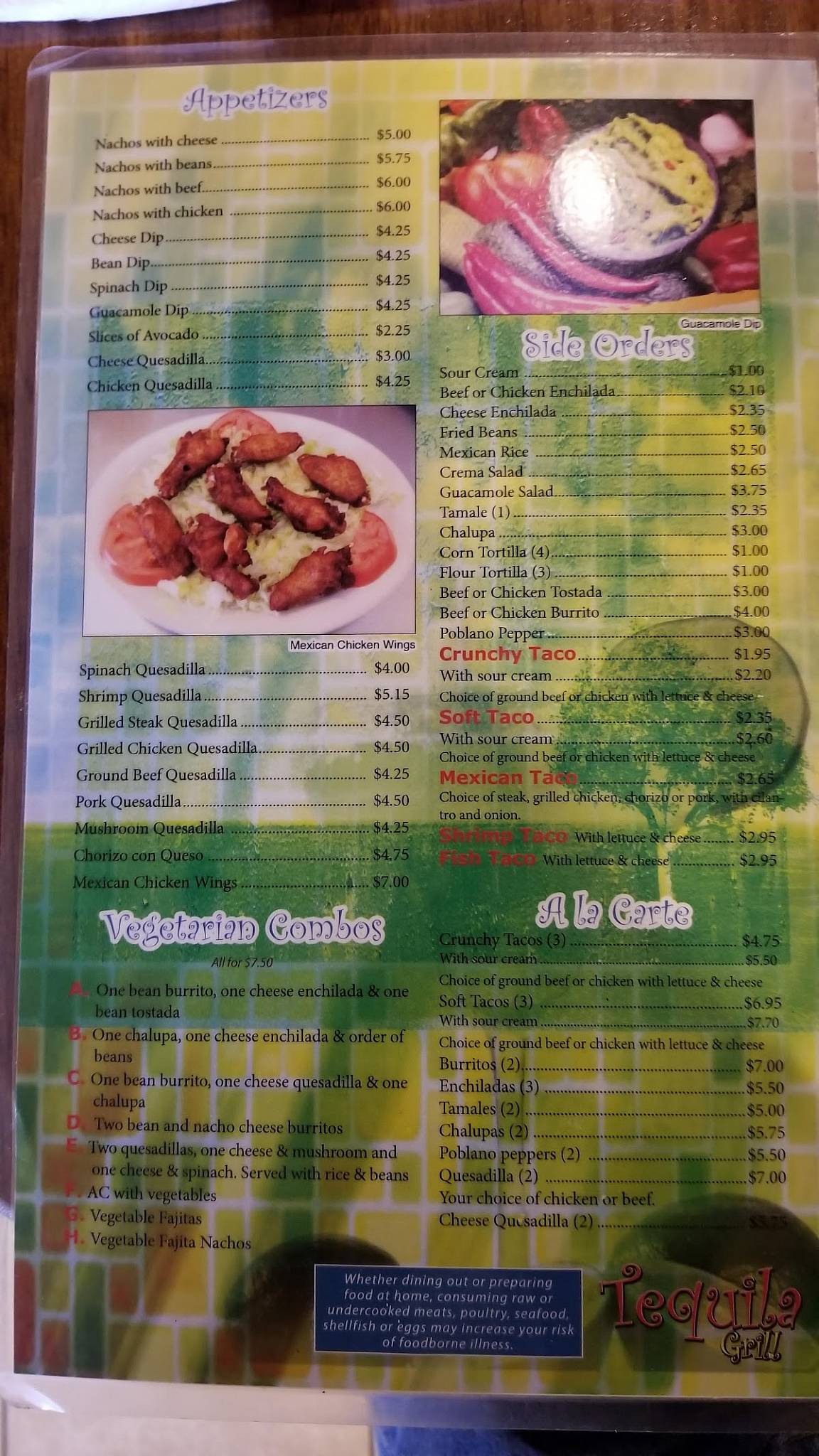 Menu at Tequila Grill Kalona restaurant, Kalona