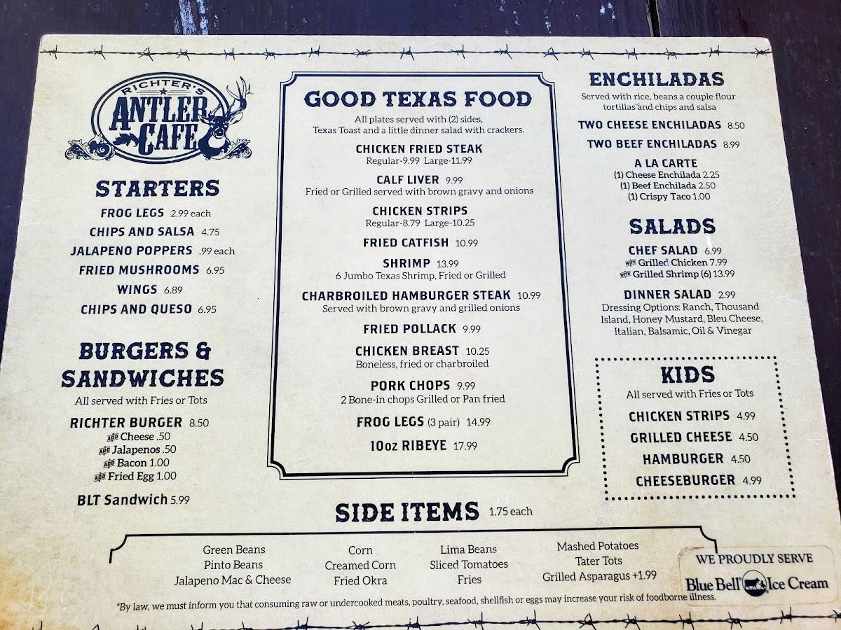 Menu at richter s antler cafe spring branch