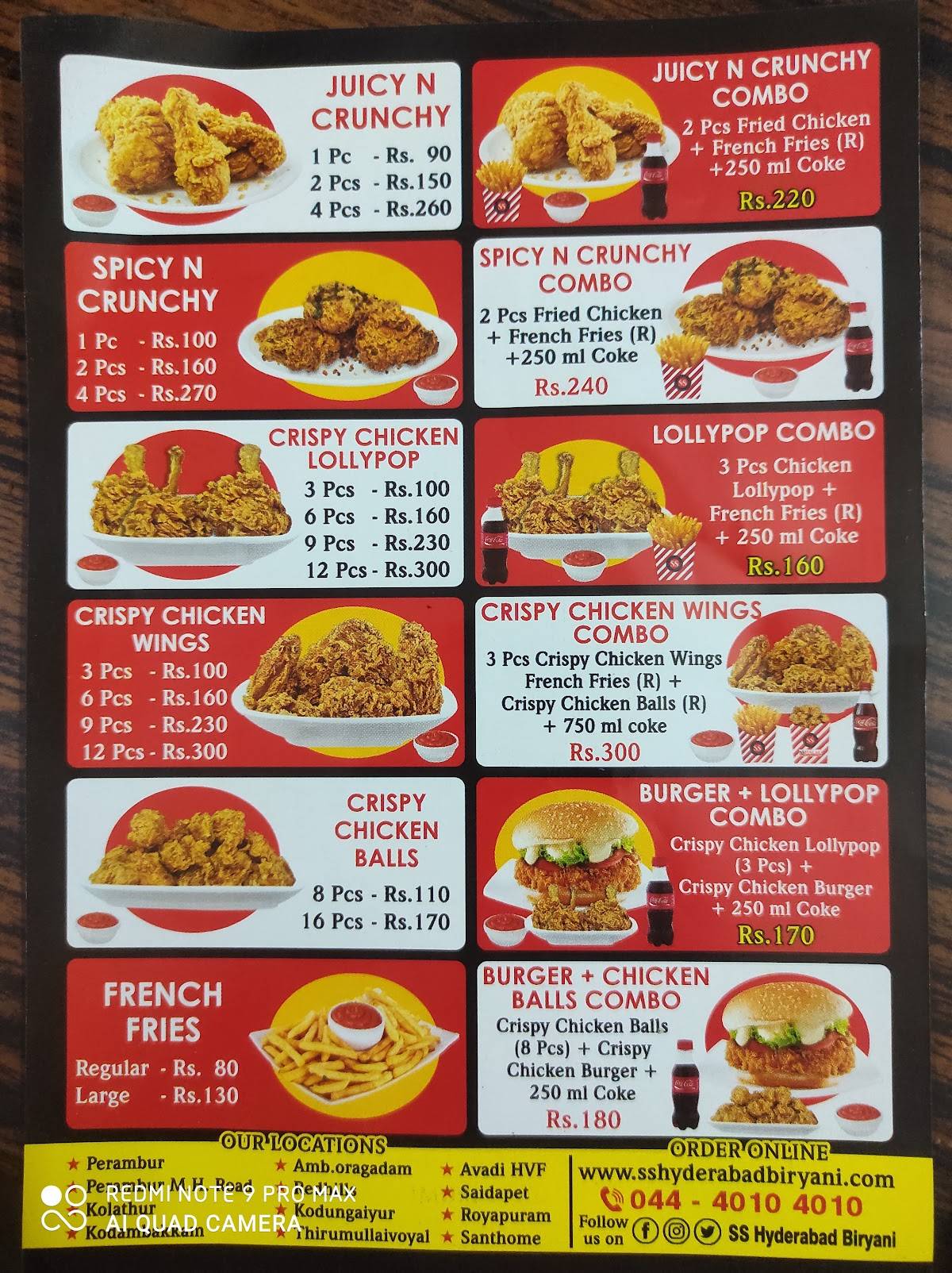 Menu at SS Hyderabad Biryani Thirumullaivoyal, Chennai, No. 52