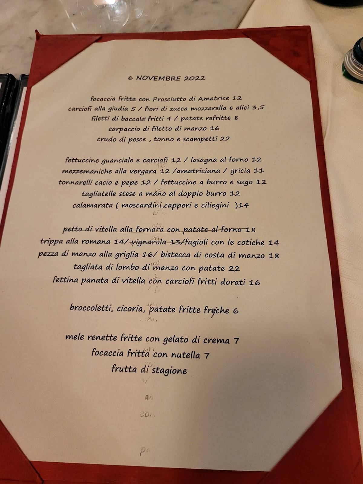 Menu da Salvi al Flaminio dal 1957 ristorante, Roma