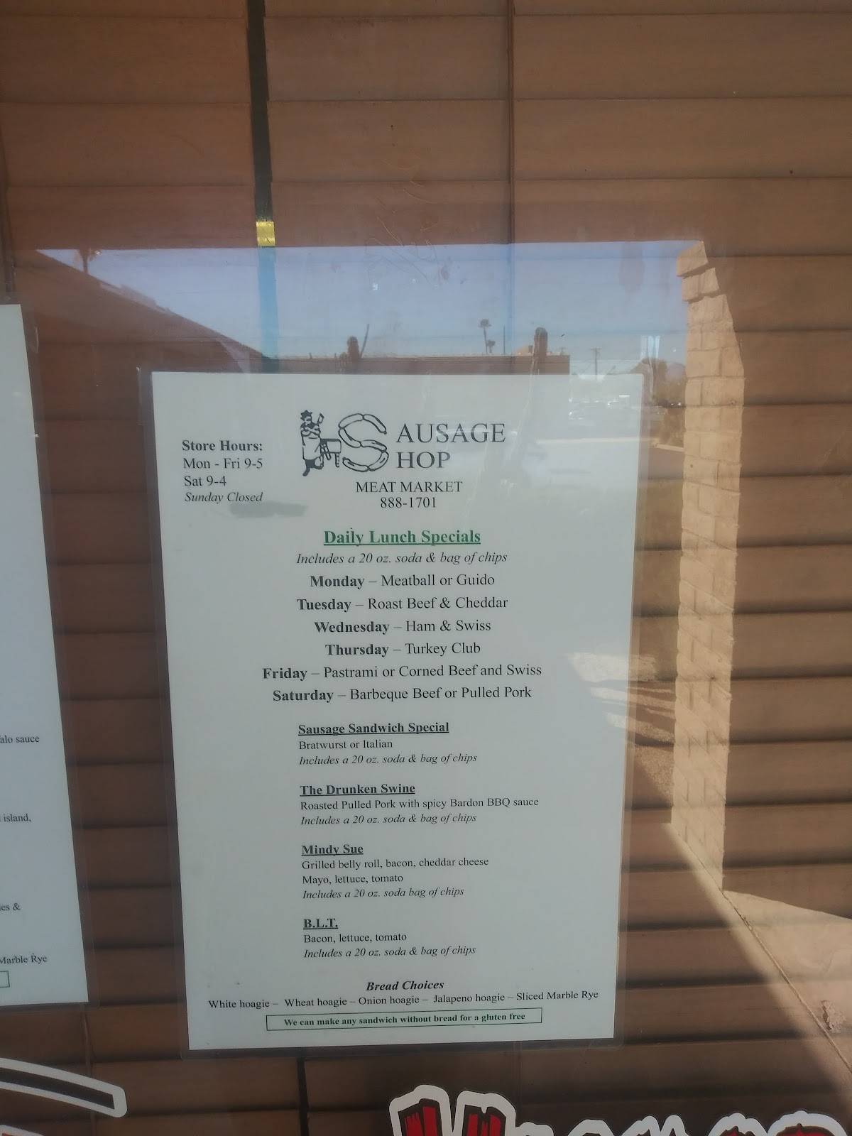 Menu at Sausage Shop Meat Market and Deli restaurant, Tucson, W Prince Rd 141