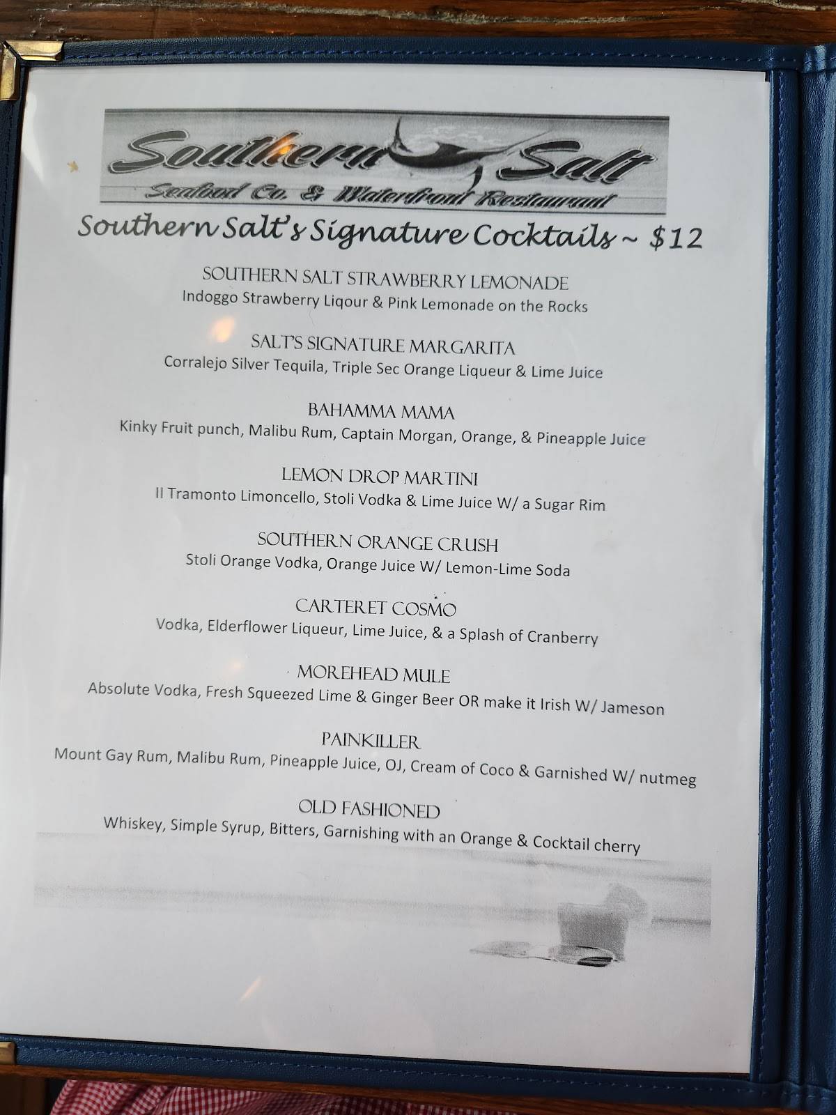 Menu at Southern Salt Seafood Company and Waterfront Restaurant