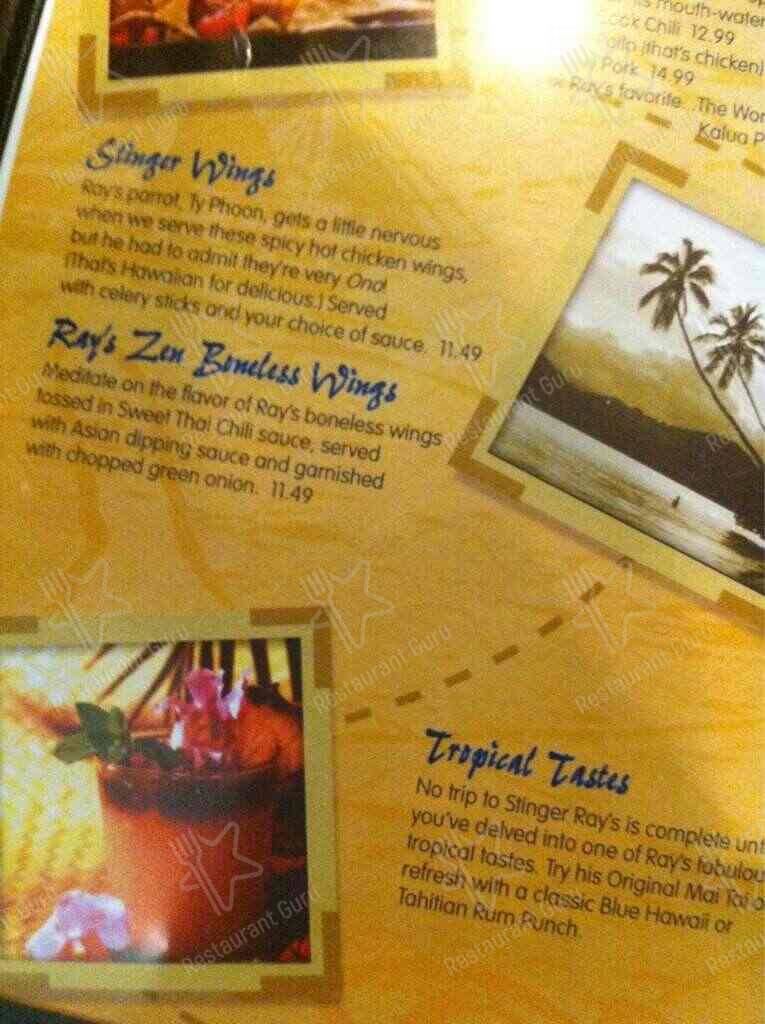 Menu at Stinger Rays Tropical Bar and Grill, Honolulu
