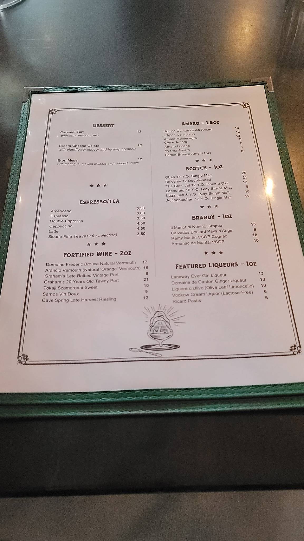 Menu at Supply and Demand restaurant, Ottawa