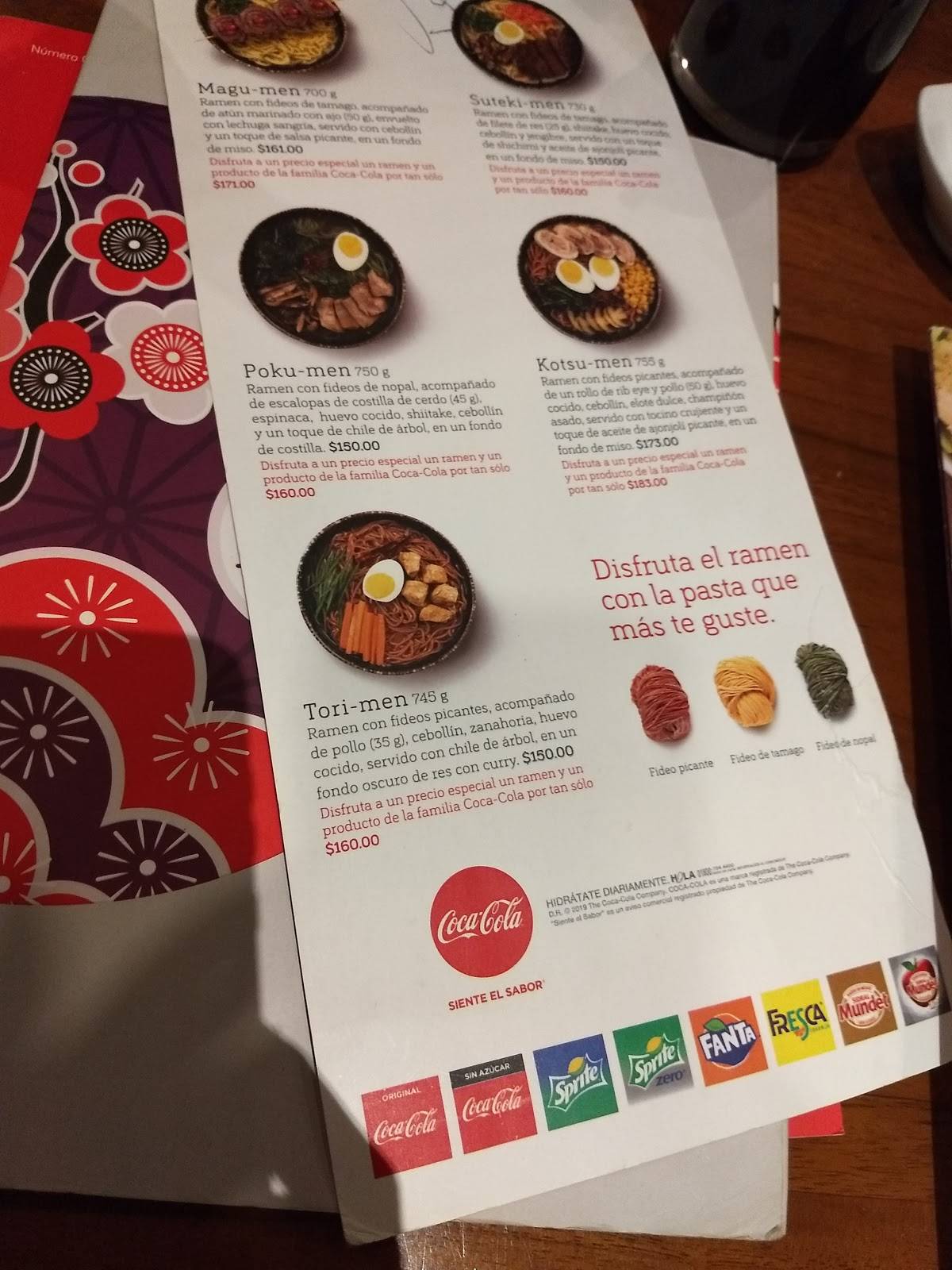 Menu at Sushi itto Valle restaurant, Monterrey, Loc 1 y 2