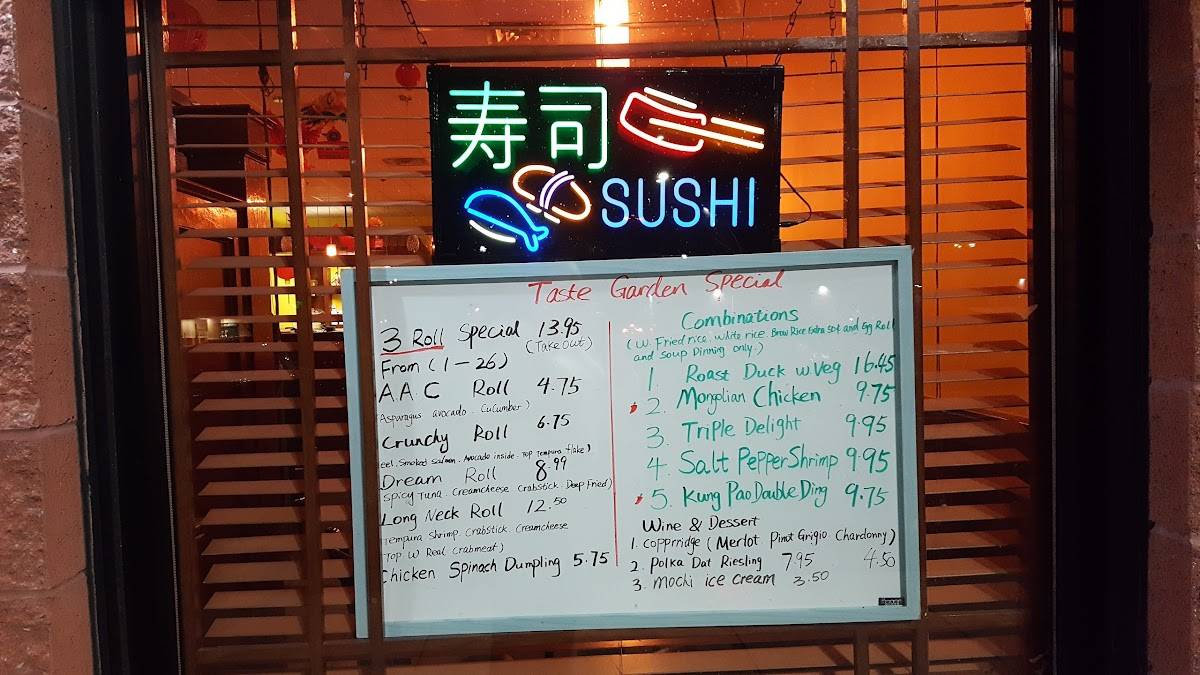 Menu at Taste Garden restaurant, Long Neck