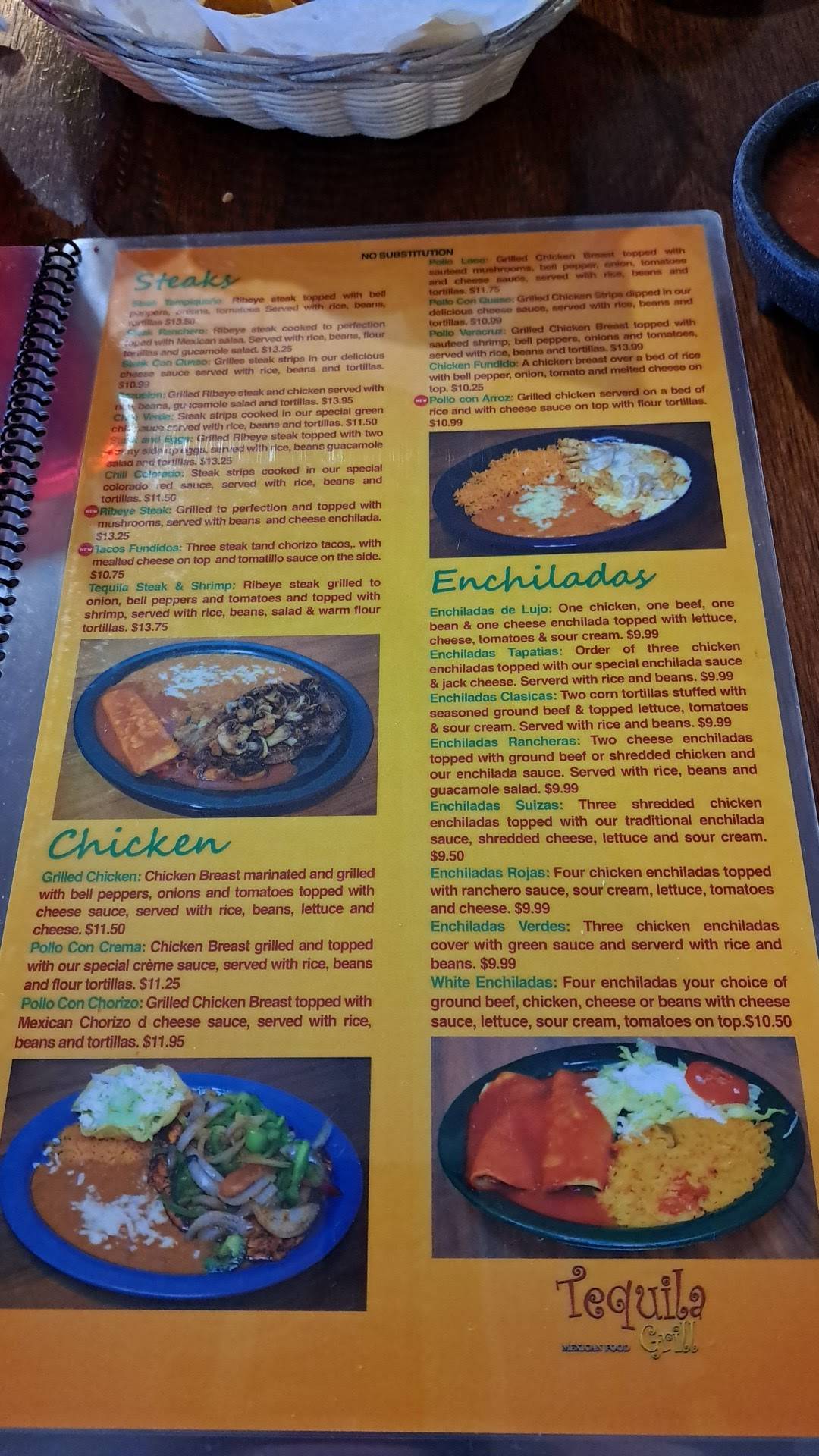 Menu at Tequila Grill Kalona restaurant, Kalona